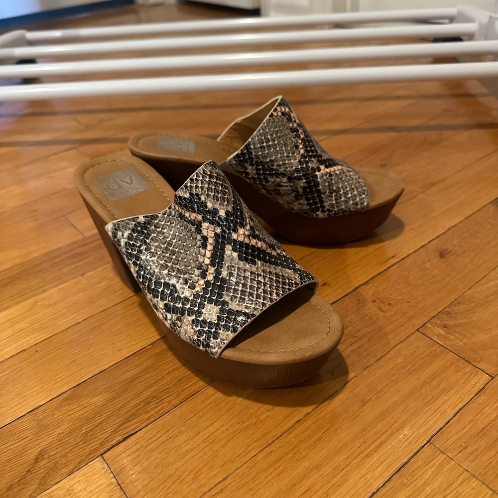 DV by Dolce Vita Snakeskin Wedge Mules (Women’s Size 6.5)
